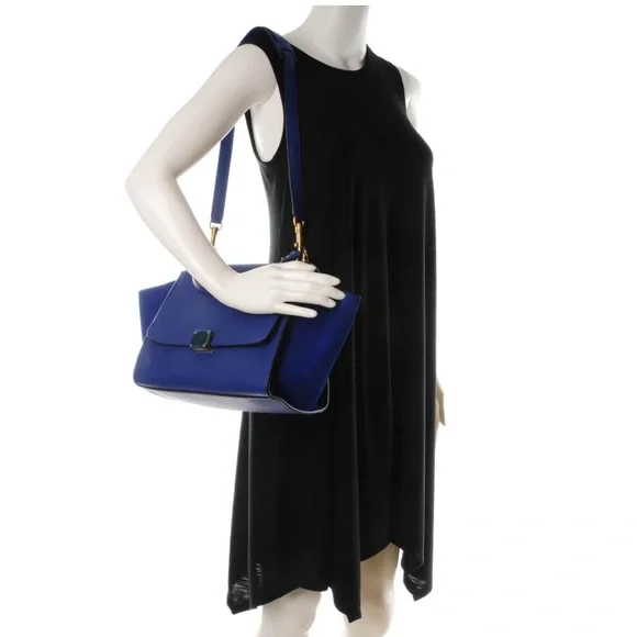 Celine Calfskin Suede Small Trapeze Indigo - Picture 11 of 11